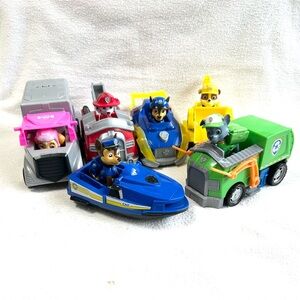 Paw Patrol 6 Vehicles & Pups Bundle: Chase X 2, Marshall, Rocky, Skye, Rubble